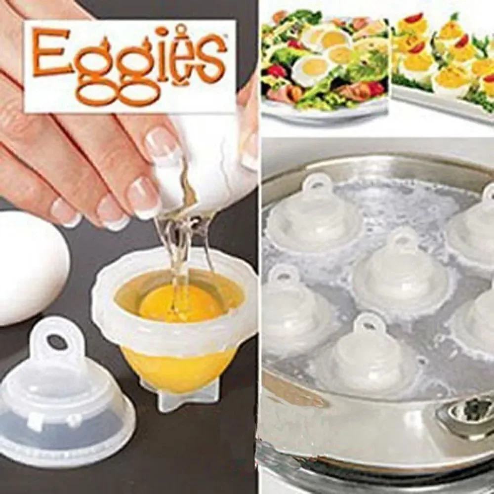 Eggies Hard Boiled Poached Egg Cooker w 6 Cookers and Bonus Separator